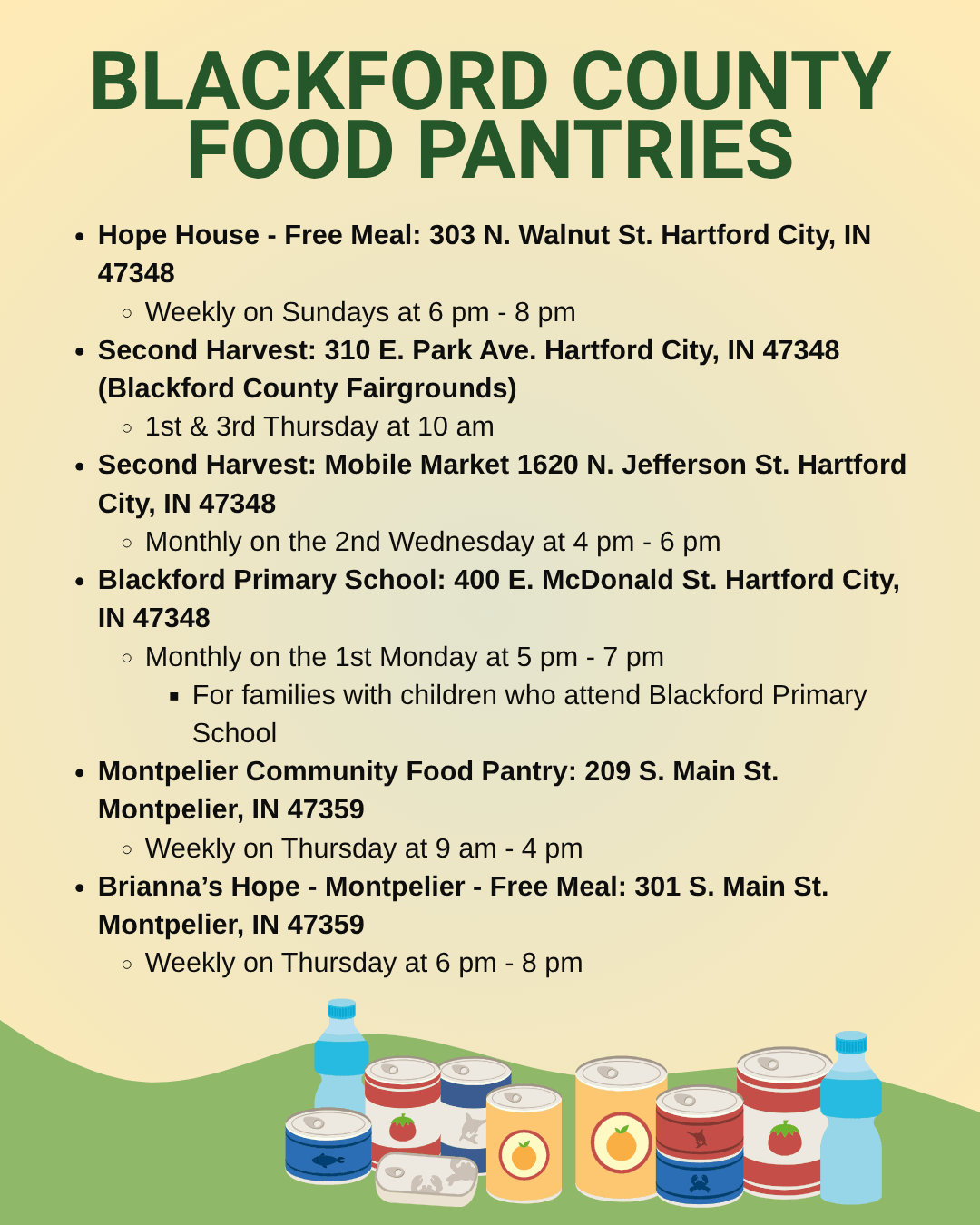 Blackford County Food Pantries 